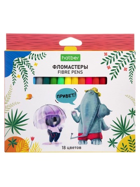 Фломастеры 18цв, Hatber, ЭКО, ЗООПАРК, карт.уп, европодвес 83821