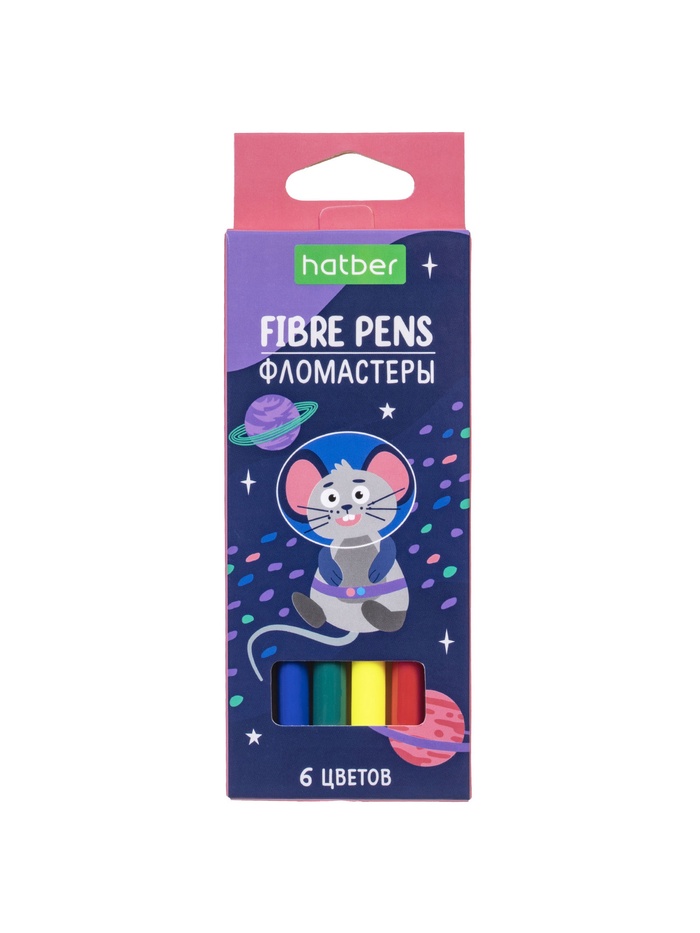 Фломастеры 6цв, Hatber, ЭКО, Космос, карт.уп, европодвес 77345