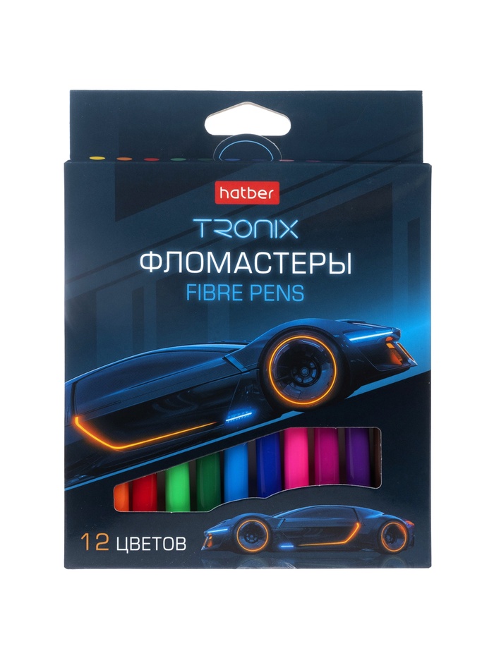 Фломастеры 12цв, Hatber,Троникс, карт.уп, европодвес 94009
