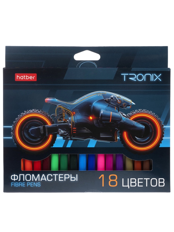 Фломастеры 18цв, Hatber,ТРОНИКС, карт.уп, европодвес 94010