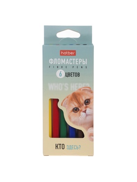Фломастеры 6цв, Hatber, Кто здесь?, карт.уп, европодвес 94112