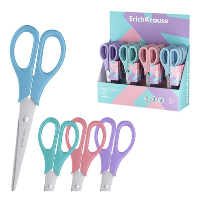 Ножницы ErichKrause EasyCut Pastel, 17 см, МИКС