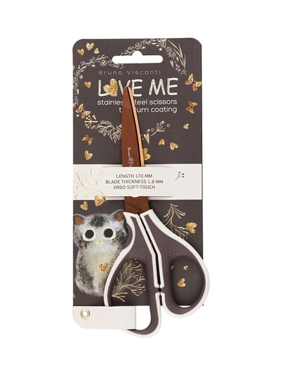 Ножницы 17см BrunoVisconti, Love me.Котенок, зол.лезвие 60-0076