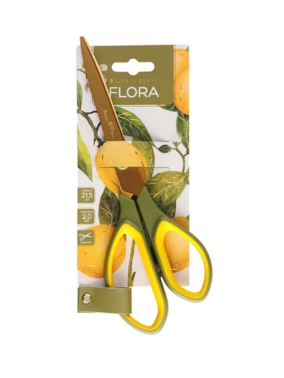 Ножницы 21,5см BrunoVisconti, FLORA.PARADISE.LEMONS, зол.лезвие, 60-0083