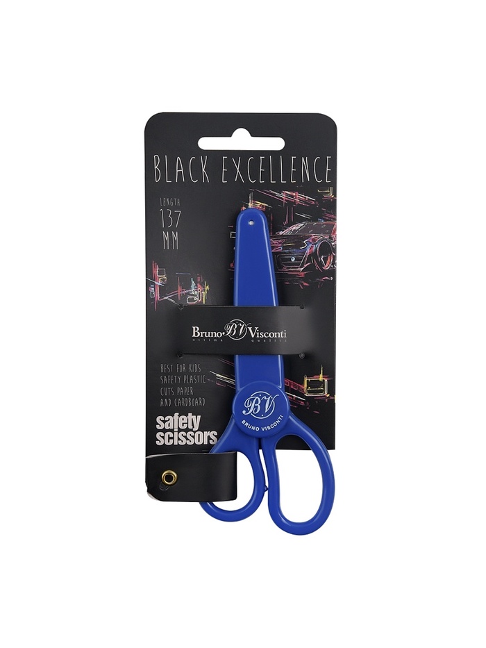 Ножницы детские 13.7см "BLACK EXCELLENCE. Машина с защитным чехлом - Фото 1