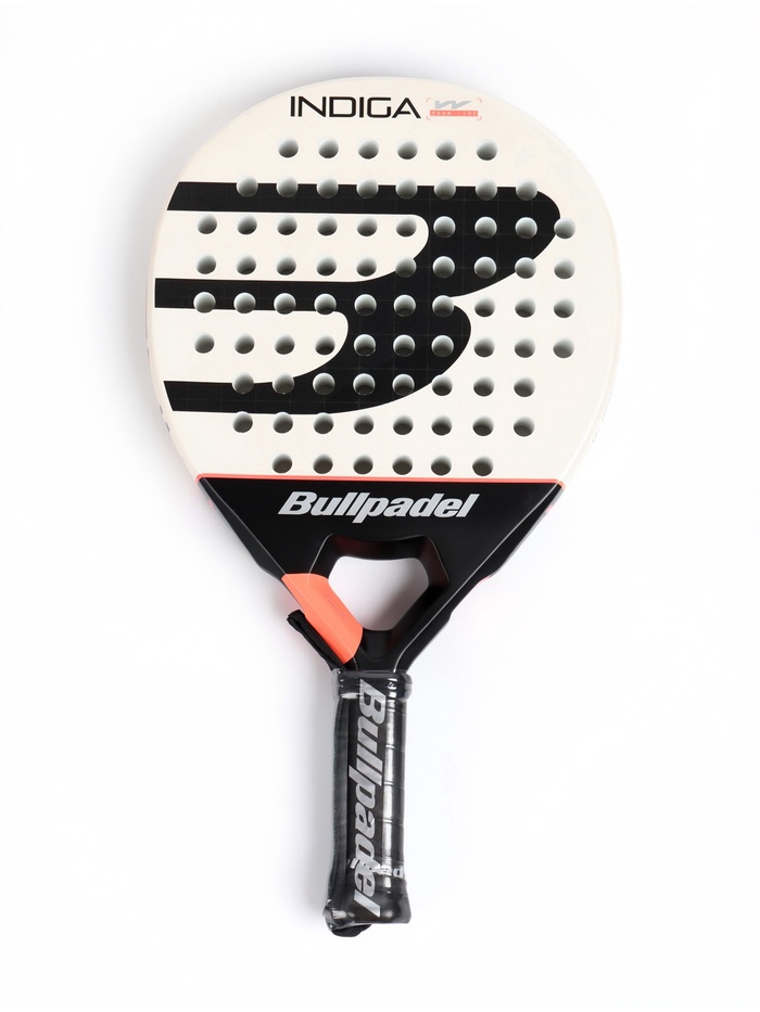 Ракетка для падела тенниса BULLPADEL Indiga Women 26, карбон, молочно-черная - Фото 1
