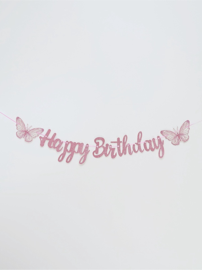 Растяжка Happy Birthday бабочки