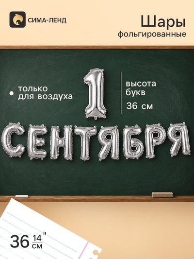 Воздушные шары фольгированные 14" «1 Сентября» цвет серебро
