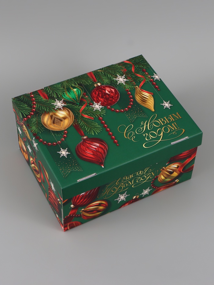 Коробка складная «Новогодние игрушки», 31,2 х 25,6 х 16,1 см