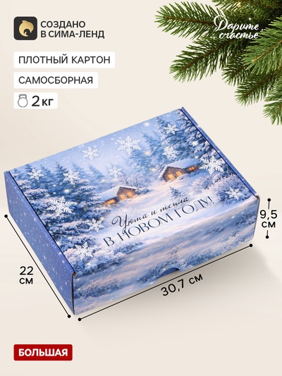 Коробка подарочная, самосборная «Зимний город»,30.7×22×9.5 см