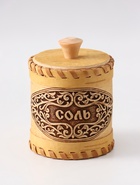 Туес «Соль», узор, 9×9×9.5 см, банка для хранения, береста - фото 809749578