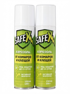 Аэрозоль акарицидно-репеллентный от клещей и комаров, SAFEX, 150 мл, 2 шт.