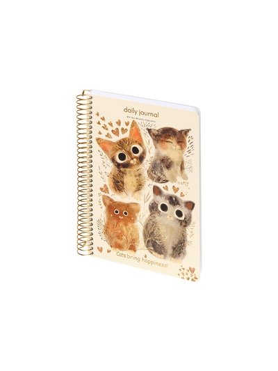 Ежедневник на золотом гребне CUTE DIARY А5, BV, 136 листов, «LOVE ME.Котики»