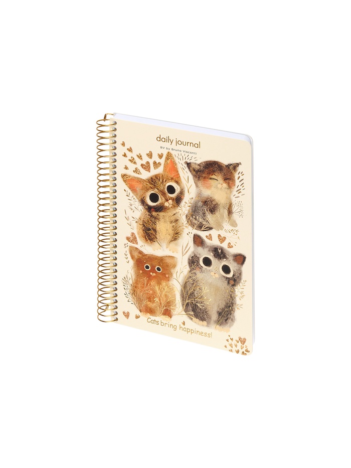 ЕЖЕДНЕВНИК НА ЗОЛОТОМ ГРЕБНЕ «CUTE DIARY» А5, BV, 136 Л, "LOVE ME.КОТИКИ.СЧАСТЬЕ" - Фото 1
