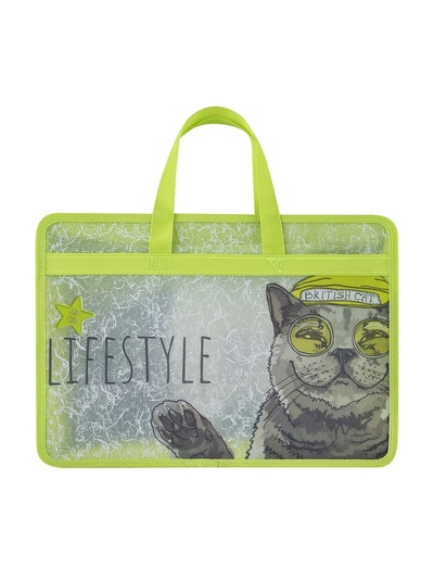 Папка портфель А4 молния сверху "EASY LIFE.КОТЫ" 1 отделение, с ручками, 340 х 250 х 95мм