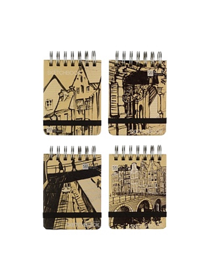 SKETCHBOOK BV, 147х210 мм, 80 Л, КРАФТ 80 гр, НА ГРЕБНЕ (4 ВИДА)