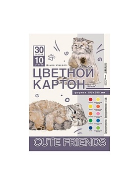 НАБОР ЦВЕТНОГО КАРТОНА А4 30Л.10ЦВ. 