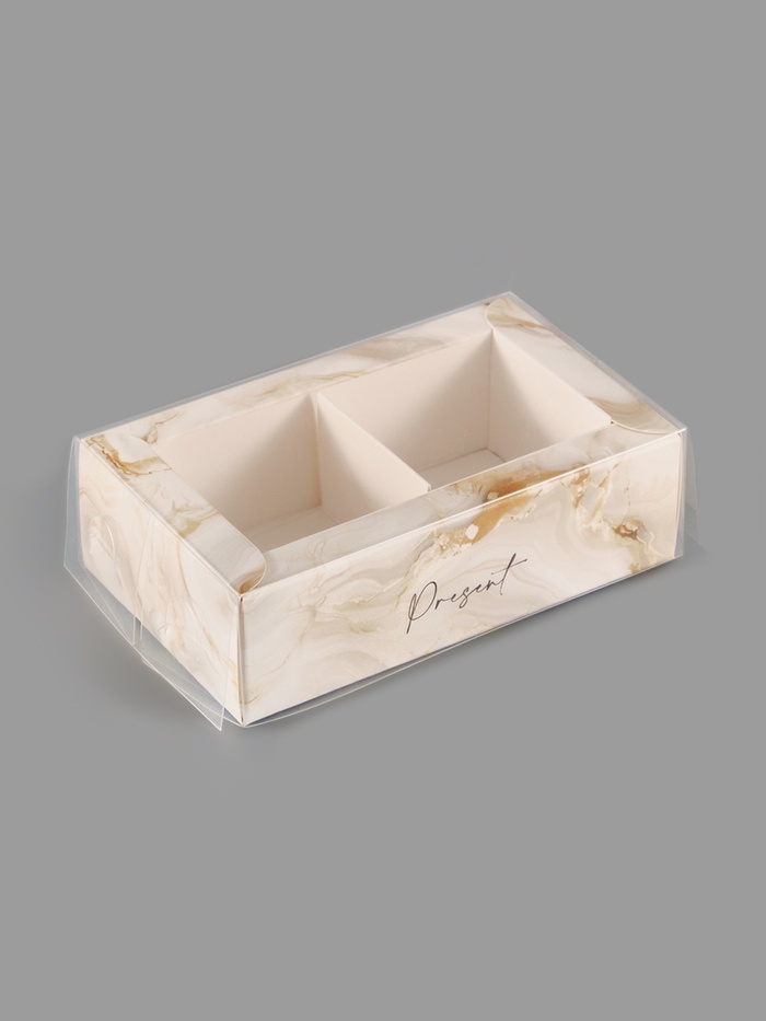 Коробка под 2 конфеты с ячейками «Мрамор», 10 х 6 х 3 см