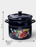 Кастрюля эмалированная «Апрель», 10 л, d=25 см, с крышкой, с деколью, синяя - Фото 2