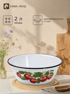 Миска эмалированная «Вишнёвый сад», 2 л, d=23 см, с деколью, белая - Фото 1