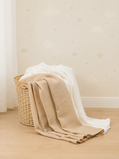 Пелёнки «Крошка Я» Milky-beige, 130×100 см, набор 2 шт., 100 хлопок, бежевая, белая
