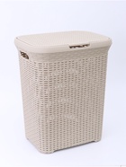 УЦЕНКА Корзина для белья с крышкой 60 л 34.6×44.5×56 см «Ротанг» прямоуг, цвет латте - Фото 1