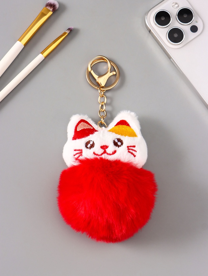 Брелок - обвес на сумку «Пушистик: Спящий котик Манэки-нэко», мягкий, красный, 8×8×10 см - Фото 1