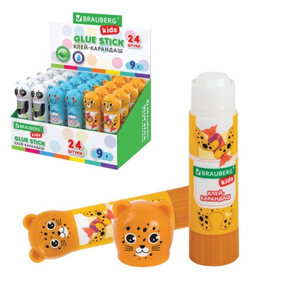 Клей карандаш BRAUBERG KIDS, 9 г, МИКС