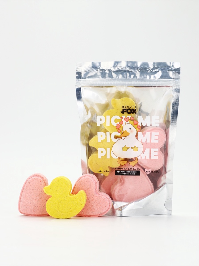 Бомбочки для ванны PICK ME, аромат: тропически-ягодный микс, 6 шт. х 30 г, BEAUTY FOX