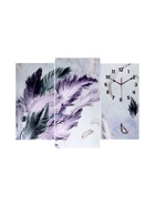 Часы-картина настенные, модульные «Перья», бесшумные, 58×78 см, триптих - фото 809753315