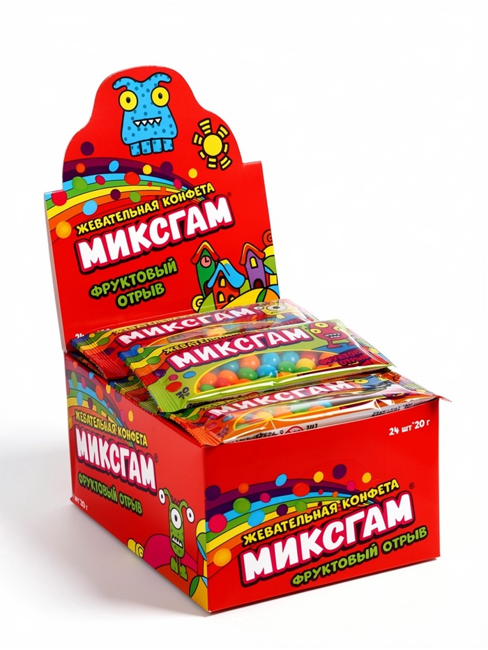 Жевательная конфета Миксгам, ассорти, дисплей бокс