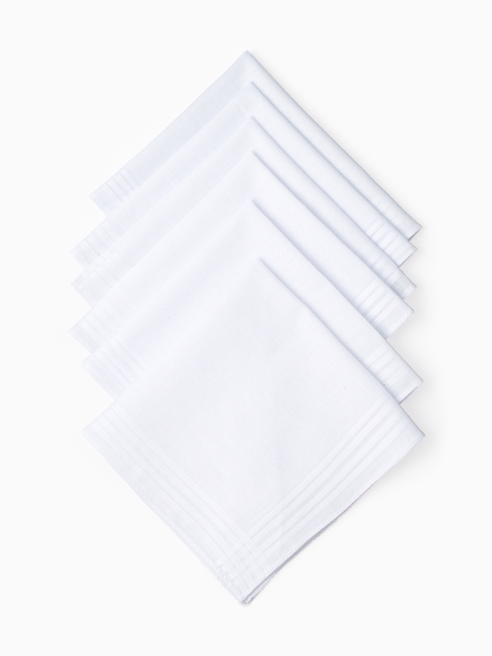 Платки носовые «Этель» White cotton, 28×28 см - 6 шт., хлопок 100%, белые - Фото 1