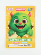 Картон цветной А4, 6 л., 6 цветов, немелованный односторонний, на скобе - Фото 2