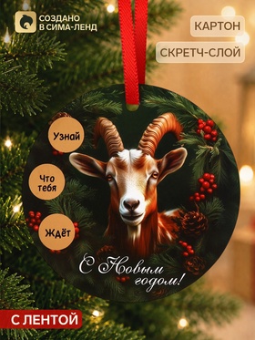 Елочная игрушка со скретч-слоем «С Новым Годом 2027»,12.4×14.6 см