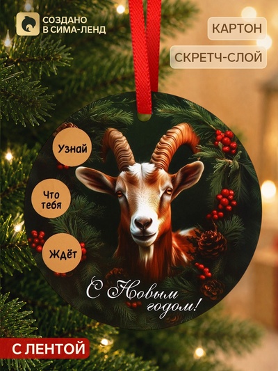Елочная игрушка со скретч-слоем «С Новым Годом 2027»,12.4×14.6 см