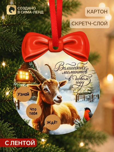 Елочная игрушка со скретч-слоем «Волшебных моментов в 2027»,12.4×14.6 см