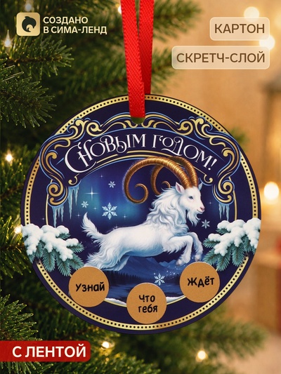 Елочная игрушка со скретч-слоем «С Новым Годом»,12.4×14.6 см