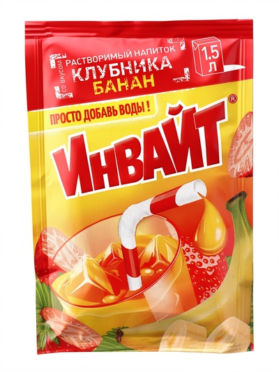 Напиток растворимый ИНВАЙТ, вкус: клубника-банан, 12 г