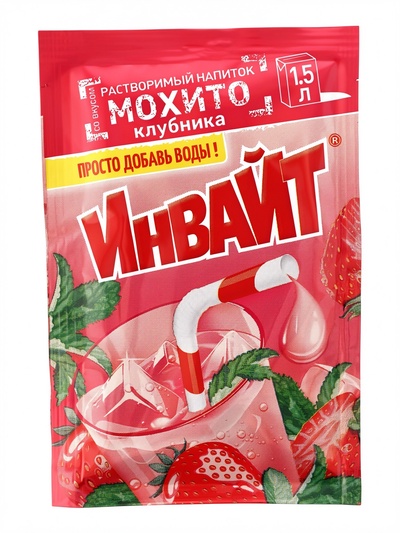 Напиток растворимый ИНВАЙТ, вкус: клубничный мохито, 12 г