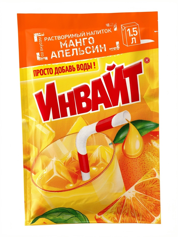 Напиток растворимый ИНВАЙТ, вкус: манго-апельсин, 12 г - Фото 1