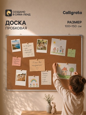 Доска пробковая, 100×150 см, в алюминевой рамке, CALLIGRATA