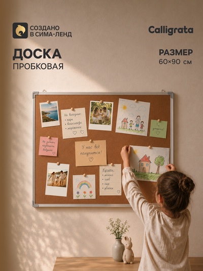 Доска пробковая, 60×90 см, в алюминиевой рамке, CALLIGRATA