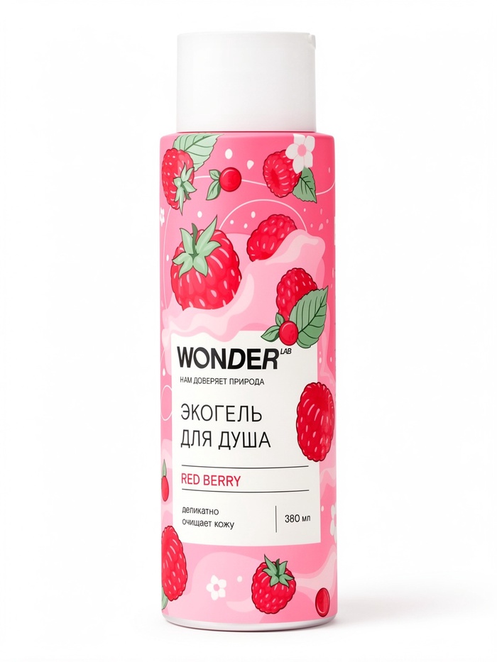 Экогель для душа WONDER LAB red berry, 380 мл - Фото 1