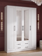 Шкаф прямой четырёхстворчатый Ривьера, с зеркалом, 1600х487х2200, цвет белый/шато белый - фото 809757927