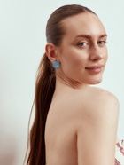 Серьги клипсы «Стиль. Прозрачный ромб, мятый», небесная, синяя в серебре - Фото 3