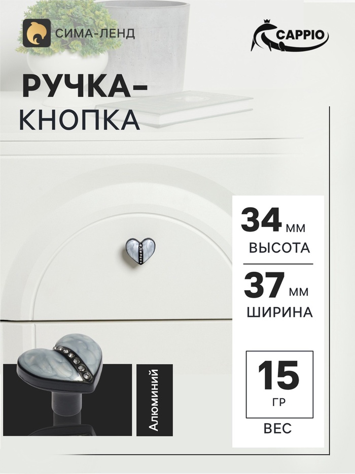 Ручка кнопка CAPPIO POLY, чёрная, набор 4 шт.
