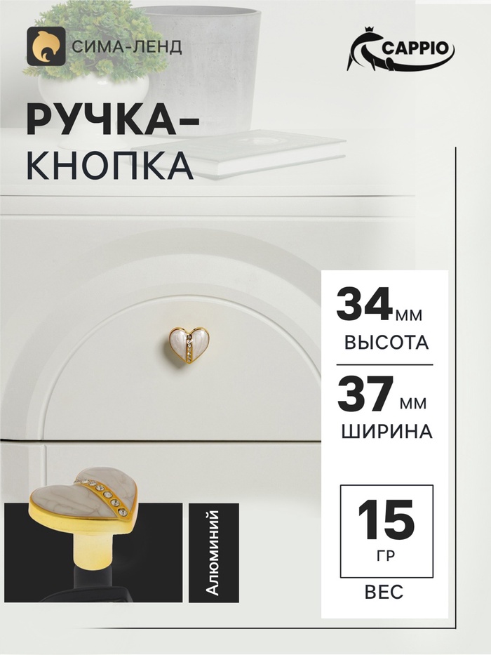 Ручка кнопка CAPPIO POLY, цвет золото, набор 4 шт.