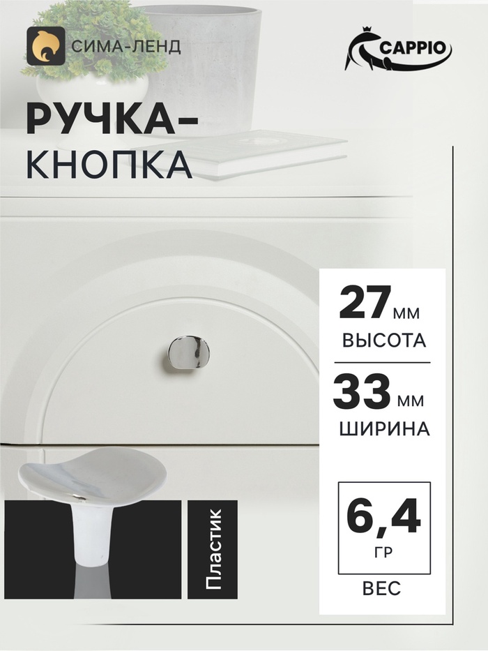 Ручка кнопка CAPPIO RK002, цвет хром, набор 10 шт.