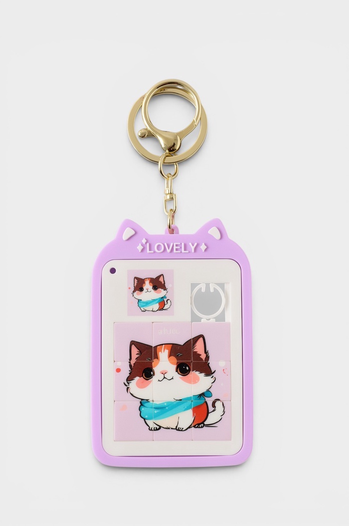 Брелок для ключей «Игра: Пятнашки-пазл. Котик», 9.8×5.9×3.2 см