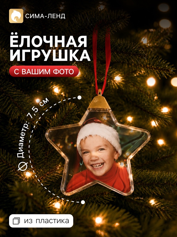 Ёлочная игрушка для фото, с подвеской, d=7.5 см - Фото 1